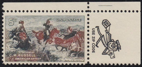 # 1243 (1964) Russell - Mr Zip sgl, UR, MNH