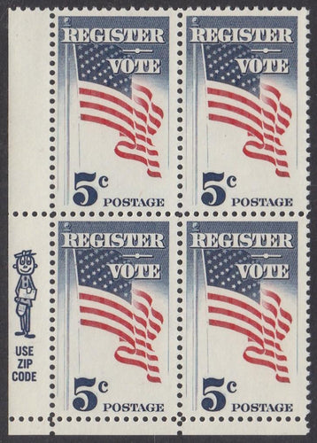 # 1249 (1964) Vote! - Mr Zip BK/4, LL, MNH