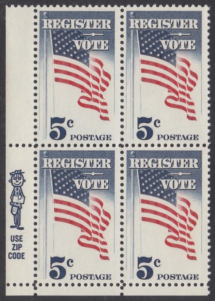 # 1249 (1964) Vote! - Mr Zip BK/4, LL, MNH