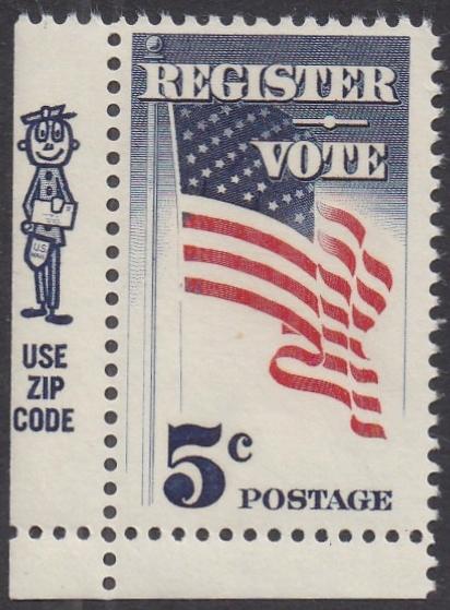 # 1249 (1964) Vote! - Mr Zip sgl, LL, MNH