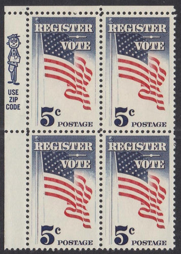 # 1249 (1964) Vote! - Mr Zip BK/4, UL, XF MNH