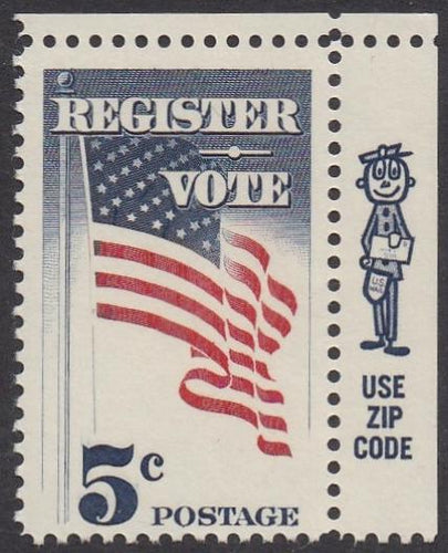 # 1249 (1964) Vote! - Mr Zip sgl, UR, MNH