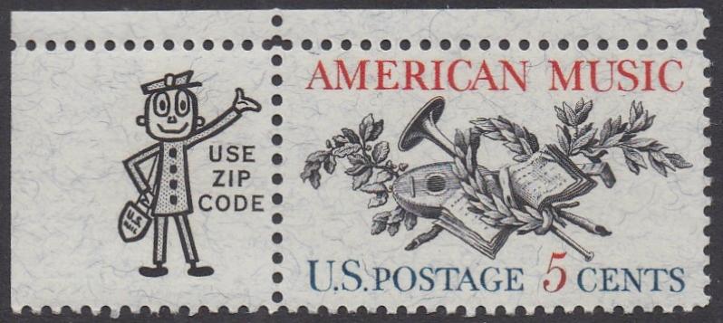 # 1252 (1964) Music - Mr Zip sgl, UL, MNH