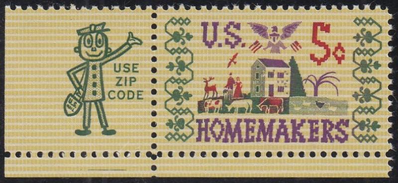 # 1253 (1964) Homemakers - Mr Zip sgl, LL, MNH