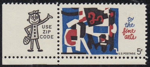 # 1259 (1964) Fine Arts - Mr Zip sgl, LL, MNH