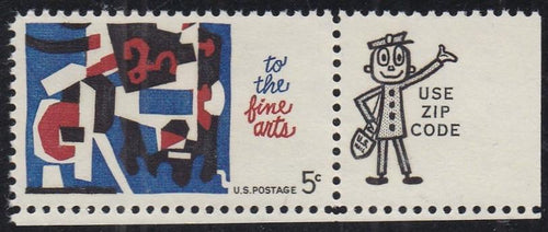 # 1259 (1964) Fine Arts - Mr Zip sgl, LR, MNH