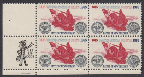 # 1261 (1965) Battle New Orleans - Mr Zip BK/4, LL, MNH
