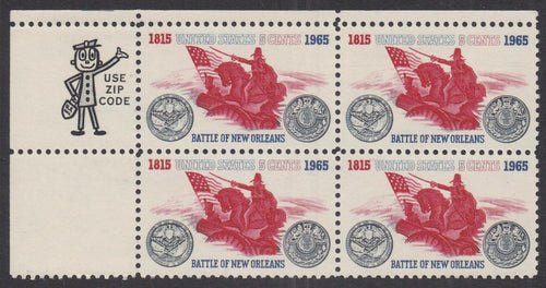 # 1261 (1965) Battle New Orleans - Mr Zip BK/4, UL, MNH