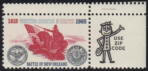 # 1261 (1965) Battle New Orleans - Mr Zip sgl, UR, MNH