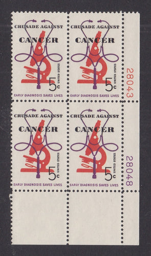 # 1263 (1965) Cancer - PB, LR #28043/28048, MNH