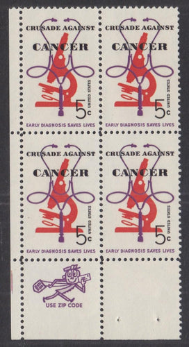 # 1263 (1965) Cancer - Mr Zip BK/4, LL, MNH