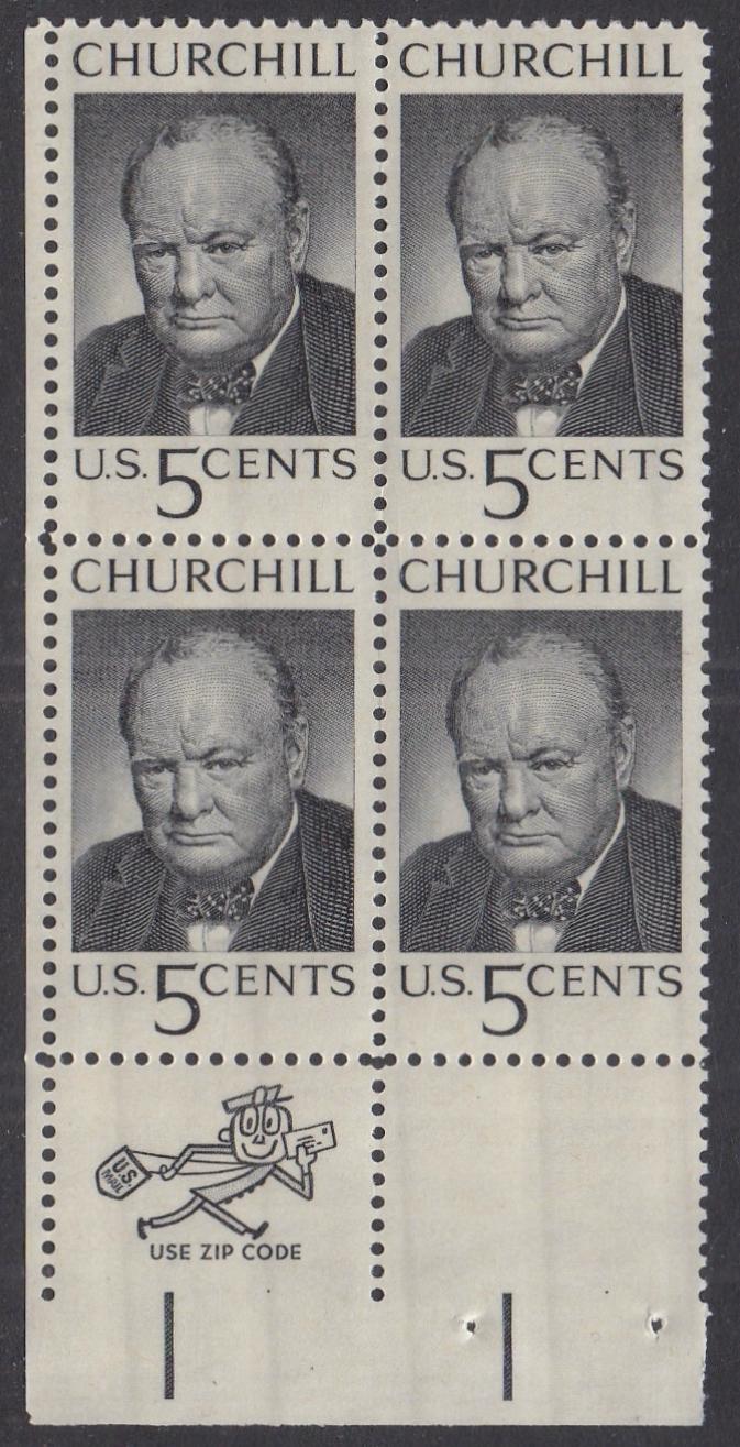# 1264 (1965) Churchill - Mr Zip BK/4, LL, MNH