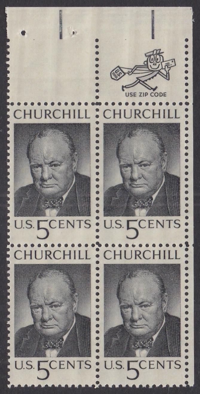 # 1264 (1965) Churchill - Mr Zip BK/4, UR, MNH