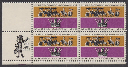 # 1265 (1965) Magna Carta - Mr Zip BK/4, LL, MNH
