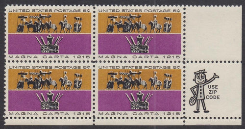 # 1265 (1965) Magna Carta - Mr Zip BK/4, LR, MNH