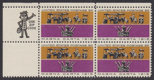 # 1265 (1965) Magna Carta - Mr Zip BK/4, UL, MNH