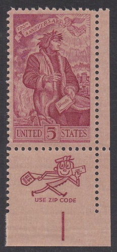 # 1268 (1965) Dante - Mr Zip sgl, LR, MNH