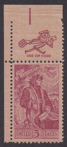 # 1268 (1965) Dante - Mr Zip sgl, UL, MNH