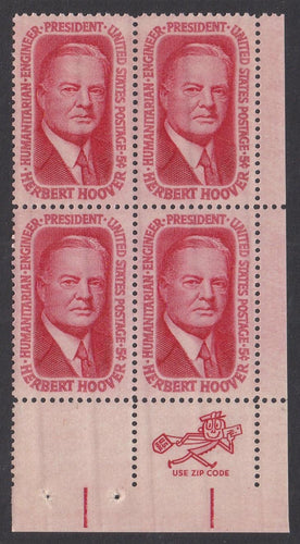 # 1269 (1965) Hoover - Mr Zip BK/4, LR, XF MNH