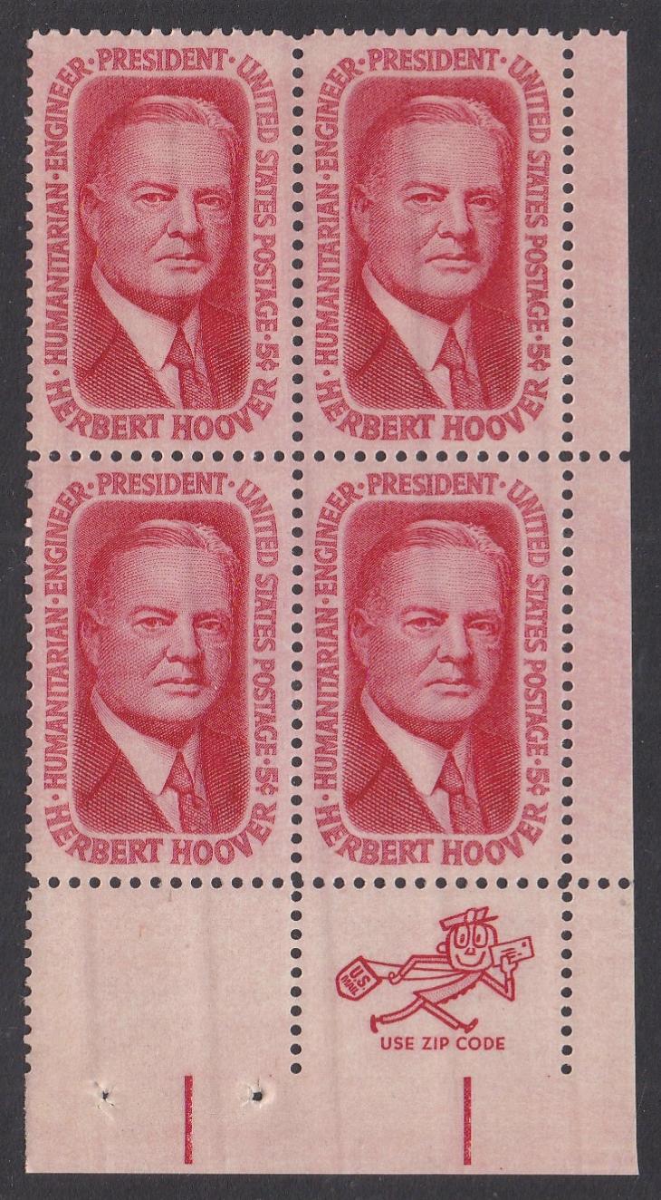 # 1269 (1965) Hoover - Mr Zip BK/4, LR, XF MNH
