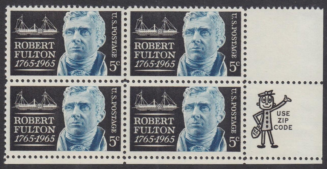 # 1270 (1965) Fulton - Mr Zip BK/4, LR, MNH