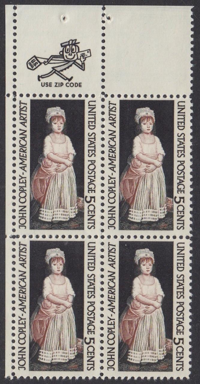 # 1273 (1965) Copley - Mr Zip BK/4, UL, MNH