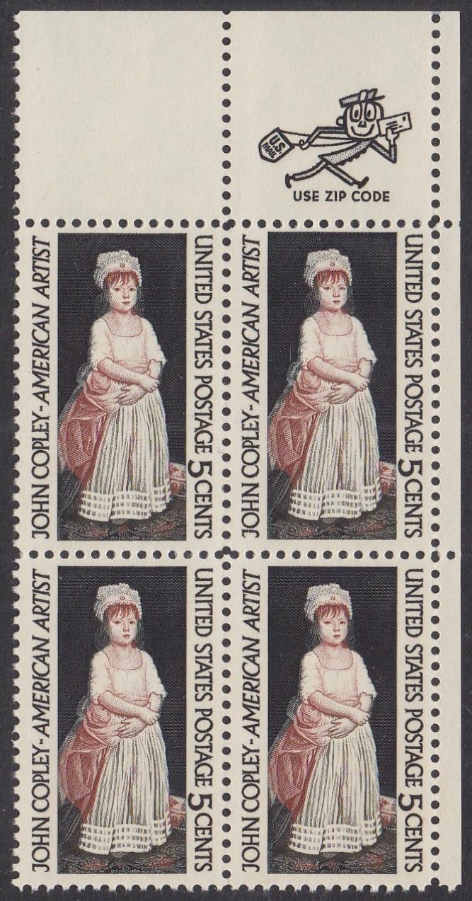 # 1273 (1965) Copley - Mr Zip BK/4, UR, MNH