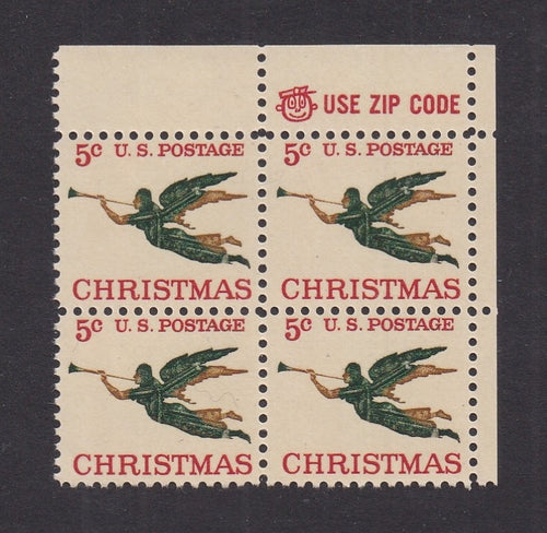 # 1276a (1965) Christmas Angel, Tagged - Mr. Zip BK/4, UR, MNH