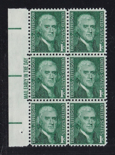 # 1278 (1968) Jefferson - ME BK/6, L, MNH