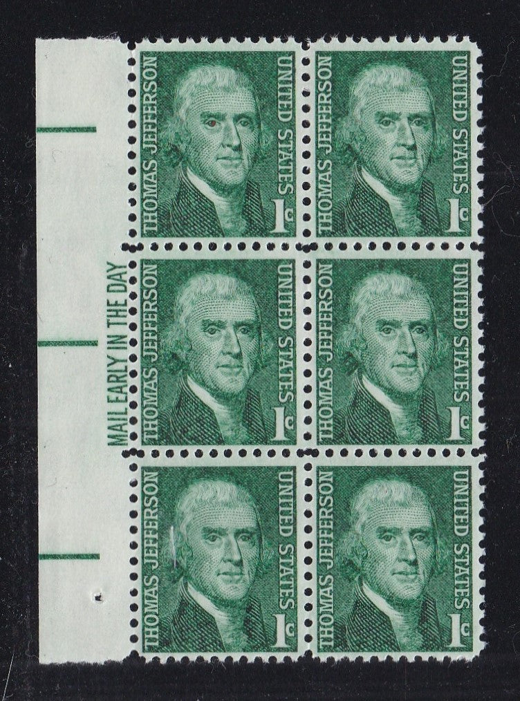 # 1278 (1968) Jefferson - ME BK/6, L, MNH