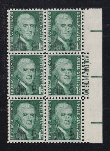 # 1278 (1968) Jefferson - ME BK/6, R, MNH