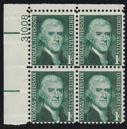 # 1278 (1968) Jefferson - PB, UL #31008, MNH