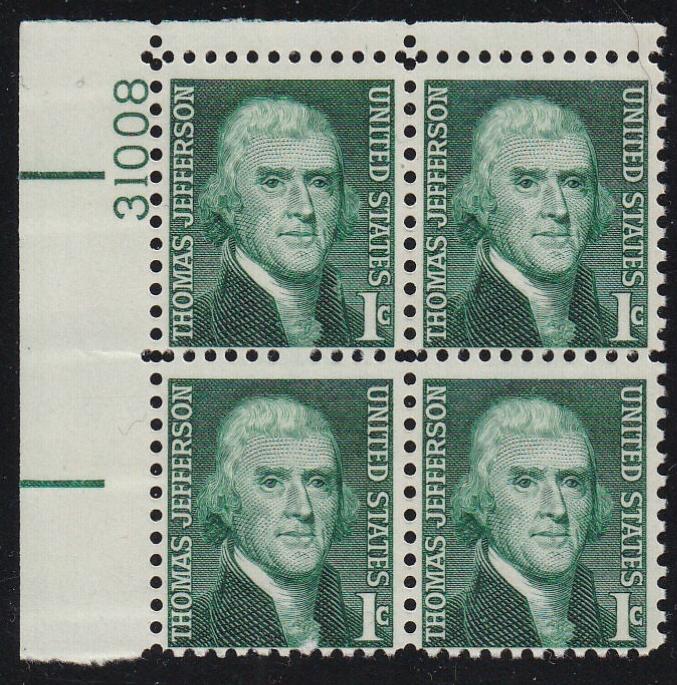 # 1278 (1968) Jefferson - PB, UL #31008, MNH