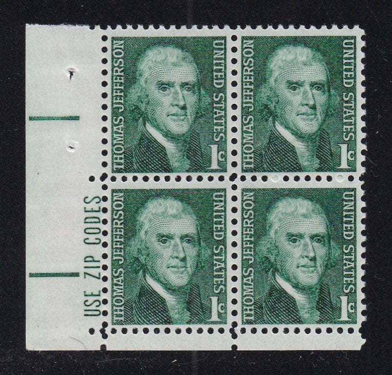 # 1278 (1968) Jefferson - Zip BK/4, LL, MNH