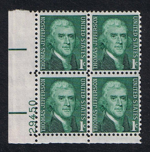 # 1278 (1968) Jefferson - PB, LL #29450, MNH