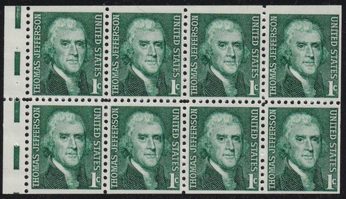 # 1278a (1968) Jefferson, SG - Bklt pane, V EE, MNH