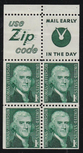 # 1278b (1971) Jefferson, SG - Bklt pane, MNH