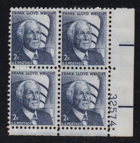 #1280 (1966) Wright (2-3 large H + 2 V gum breakers) - PB, LR #32574, MNH
