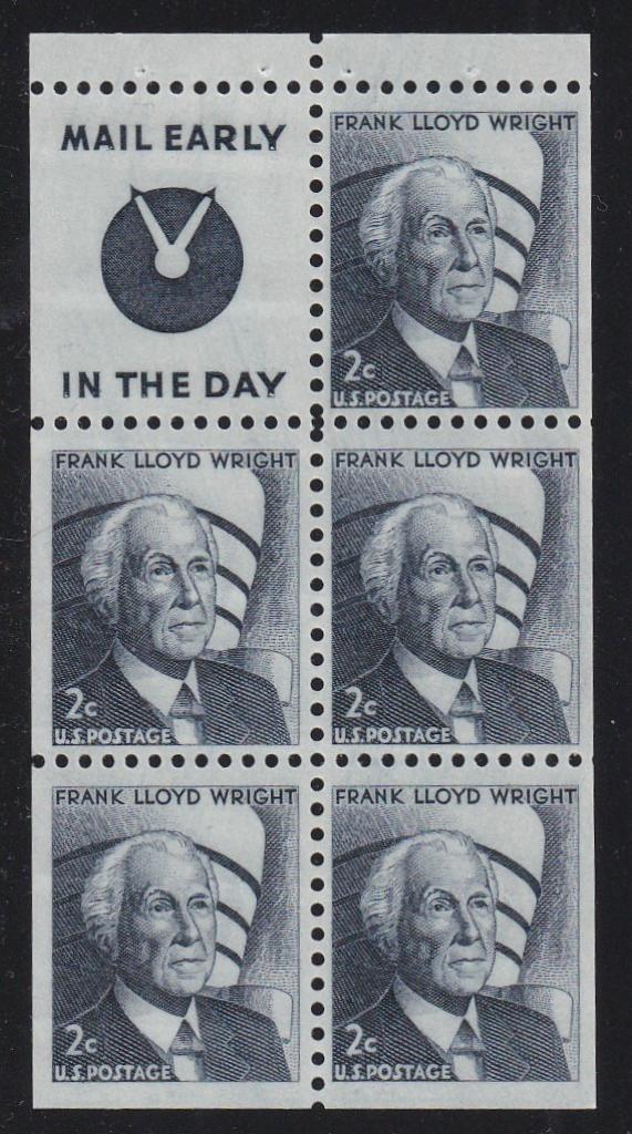 # 1280a (1968) Wright, S4 - Bklt pane, VF MNH [2]