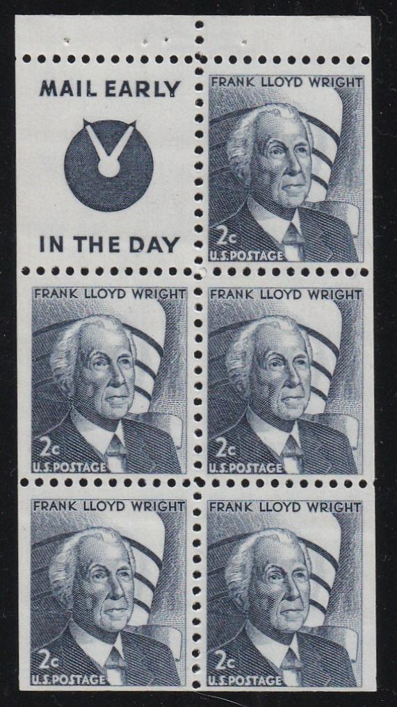 # 1280a (1968) Wright, S4 - Bklt pane, VF MNH [3]