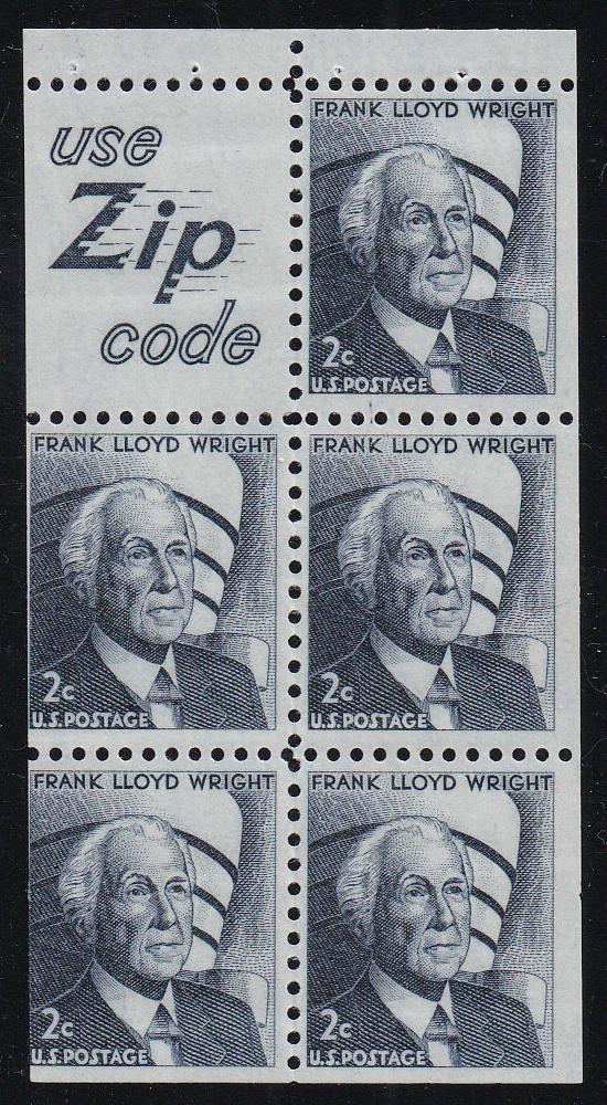 # 1280a (1968) Wright, S5 - Bklt pane, FVF MNH [1]