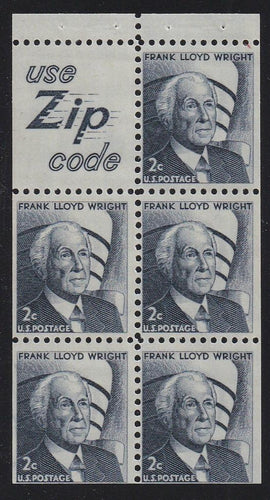 # 1280a (1968) Wright, S5 - Bklt pane, FVF MNH [2]