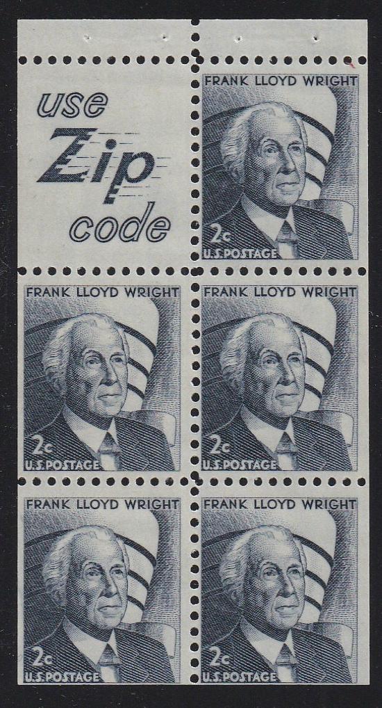# 1280a (1968) Wright, S5 - Bklt pane, FVF MNH [2]
