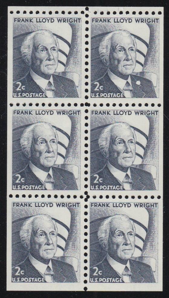 # 1280c (1971) Wright, DG, No Hole - Bklt pane, VF/XF MNH [1]