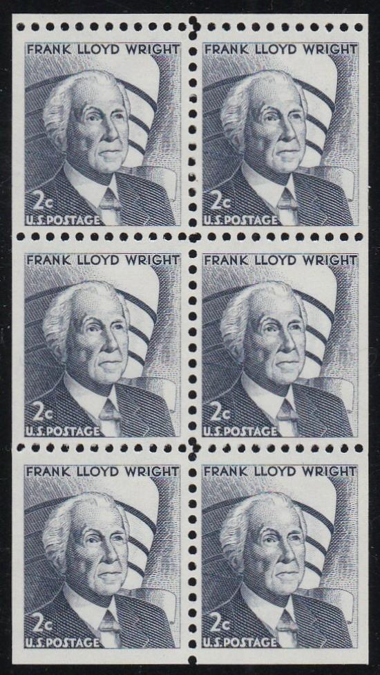 # 1280c (1971) Wright, DG, No Hole - Bklt pane, VF/XF MNH [2]