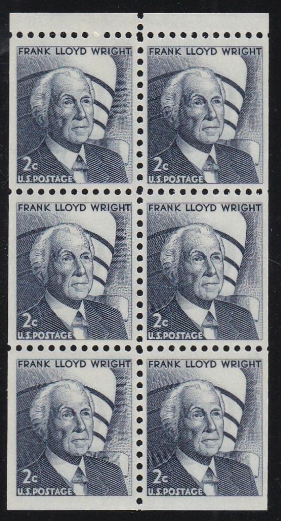 # 1280c (1971) Wright, DG, No Hole - Bklt pane, VF/XF MNH [5]