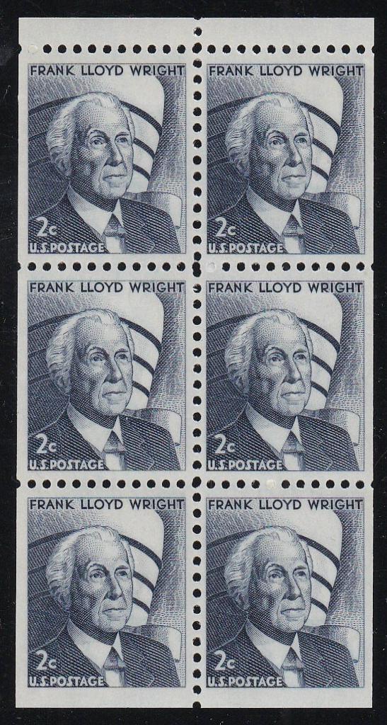 # 1280c (1971) Wright, DG, No Hole - Bklt pane, VF/XF MNH [6]