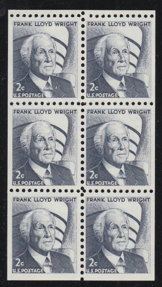 # 1280c (1971) Wright, DG, No Hole - Bklt pane, VF MNH [1]