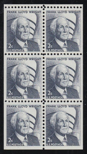 # 1280c (1971) Wright, DG, No Hole - Bklt pane, VF MNH [2]