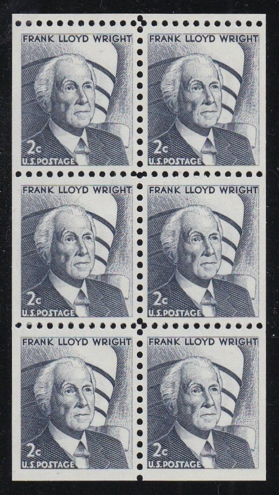 # 1280c (1971) Wright, DG, No Hole - Bklt pane, VF MNH [2]